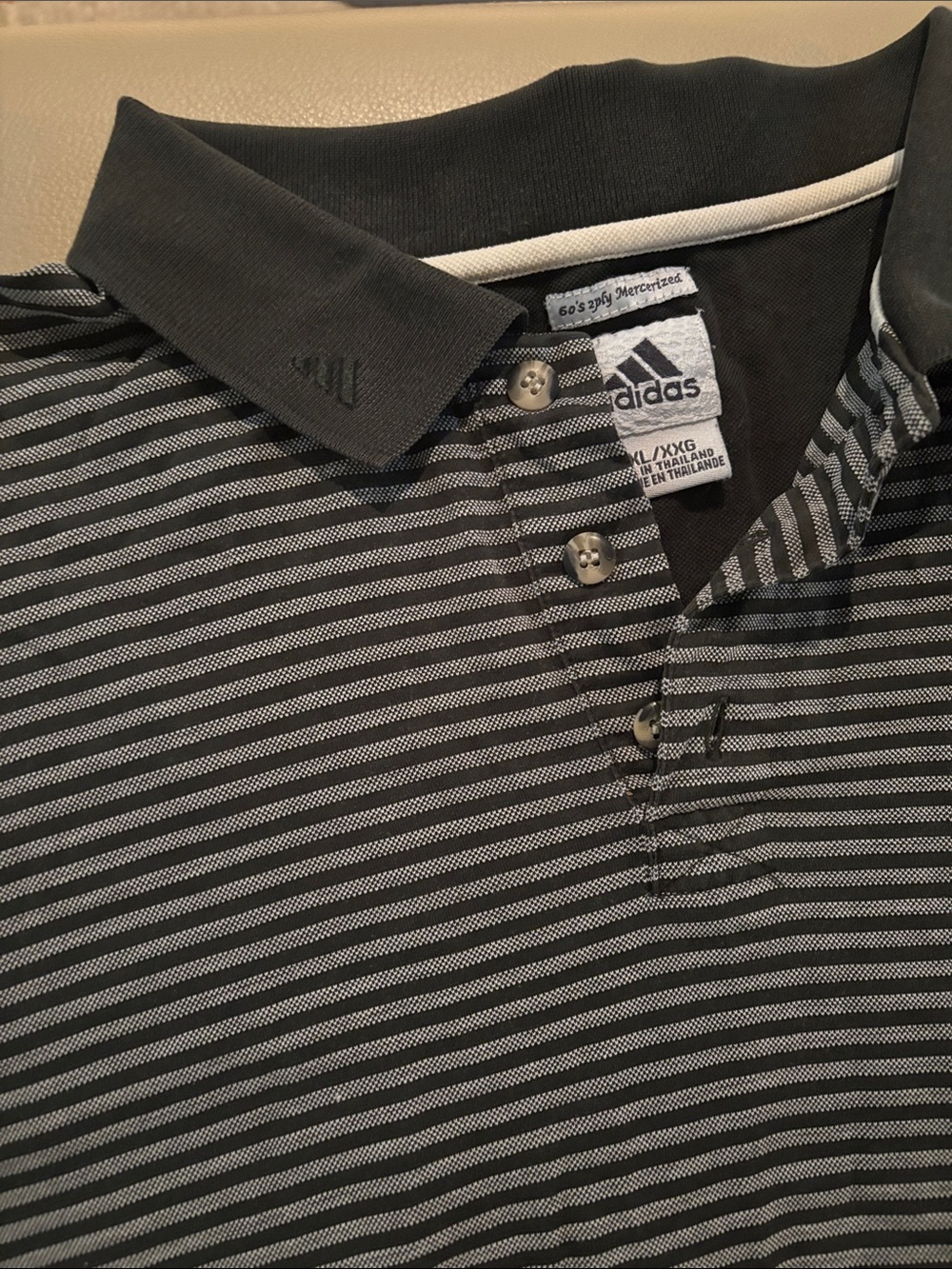 adidas Black and Gray Striped Men’s Polo Shirt
